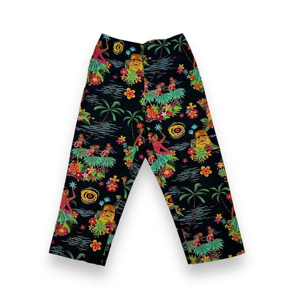 80's Vintage Hawaiian Pine Cove Hula Girl Cropped Ankle High Waist Pants - Picture 1 of 6
